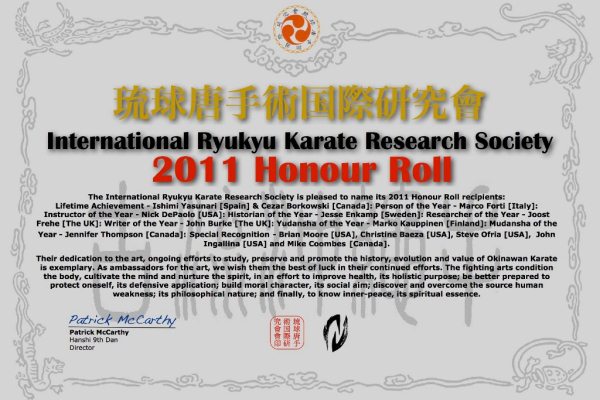 IRKRS Honour Roll 2011